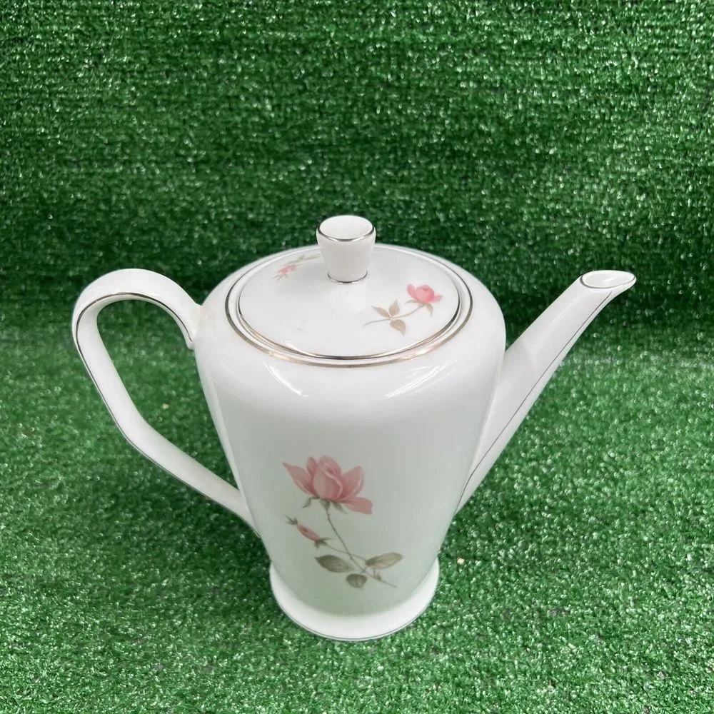 Rosenthal White Ceramic Pink‎ Floral Coffee Pitcher #348818